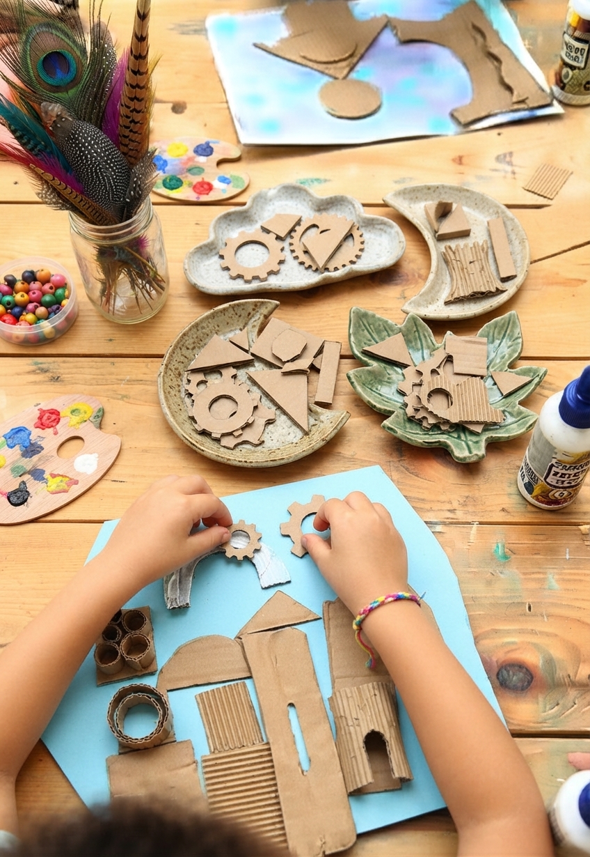 Construção com sucata de papelão — técnica do Ateliê Itinerâncias