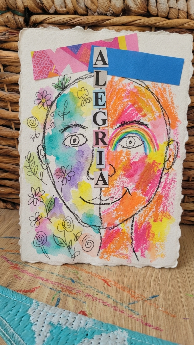Autorretrato emocional — técnica do Ateliê Itinerâncias