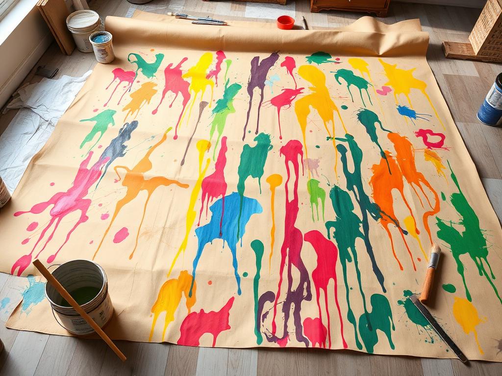 Pintura em grandes formatos no chão — técnica do Ateliê Itinerâncias