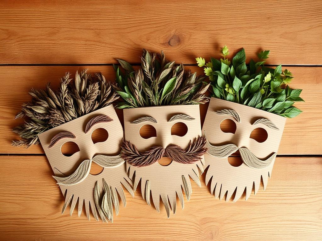Máscaras de papelão e elementos vivos — técnica do Ateliê Itinerâncias