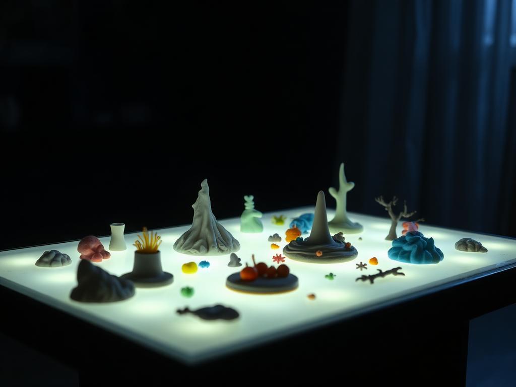Modelagem sobre mesa de luz — técnica do Ateliê Itinerâncias