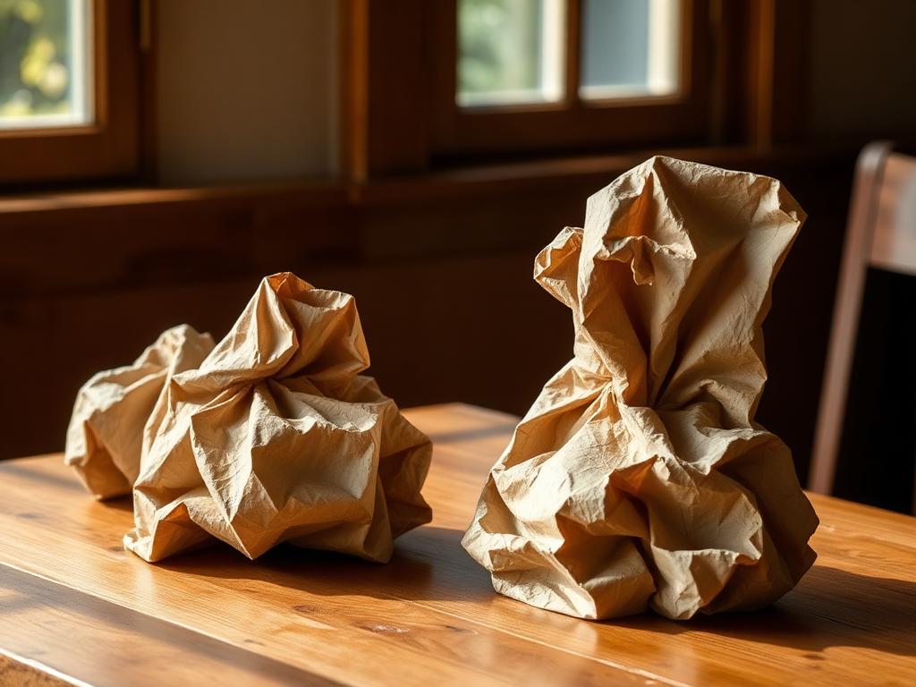 Esculturas de papel amassado e engomado — técnica do Ateliê Itinerâncias